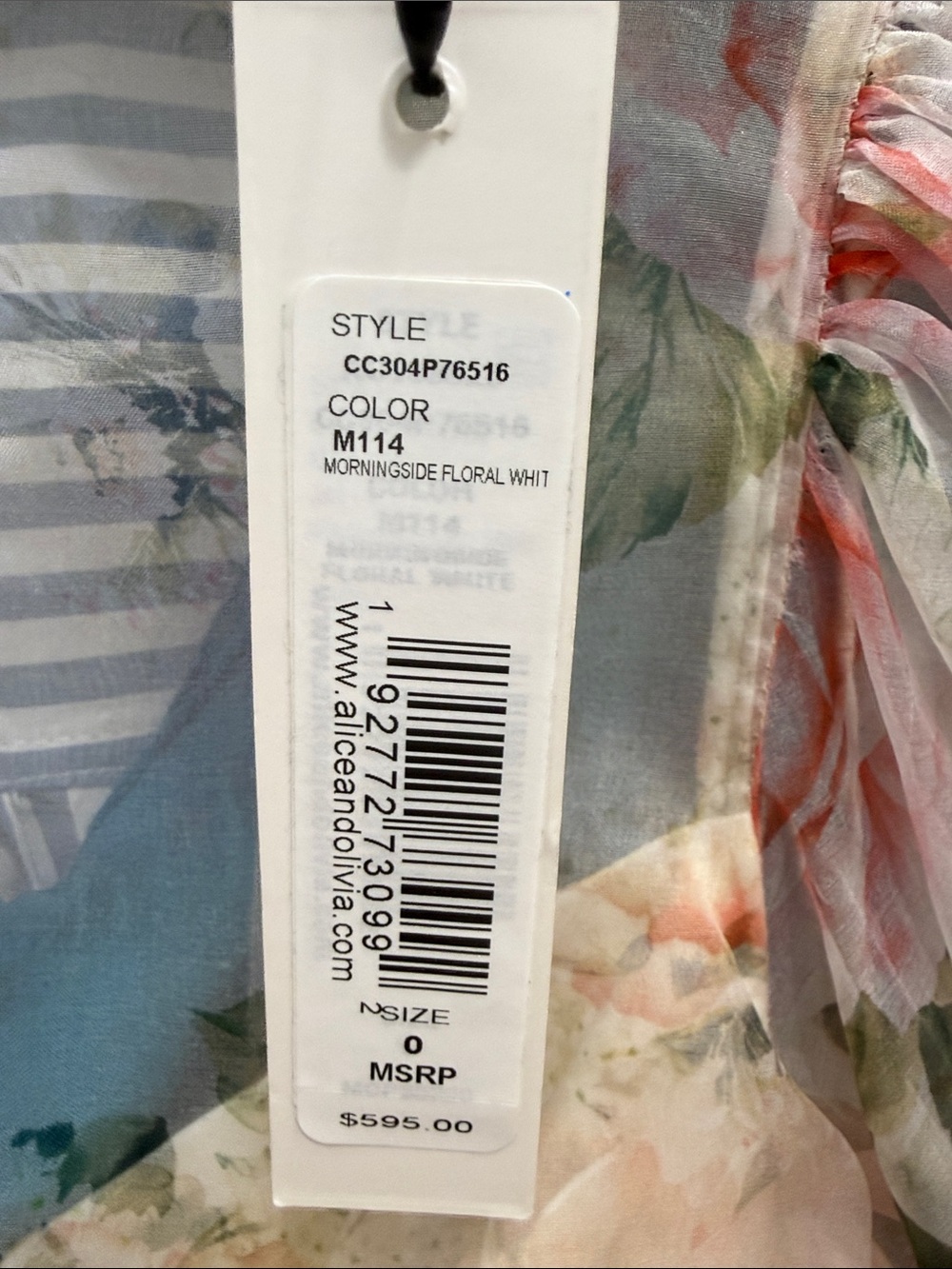 Alice + Olivia Peach Floral Puff-Sleeve Mini Dress - Picture 2 of 7